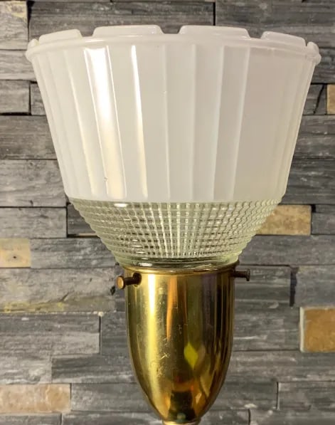 Mid-Century Modern Wood and Brass Torchiere Table Lamp - 4