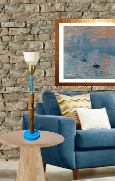 Mid-Century Modern Wood and Brass Torchiere Table Lamp - 5