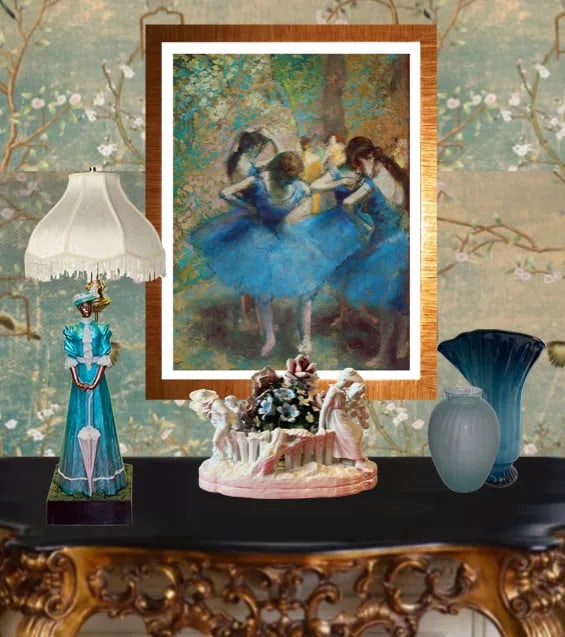 Vintage Claude Le Clerc Sculpture Table Lamp: Stately Lady With a Parasol - 9