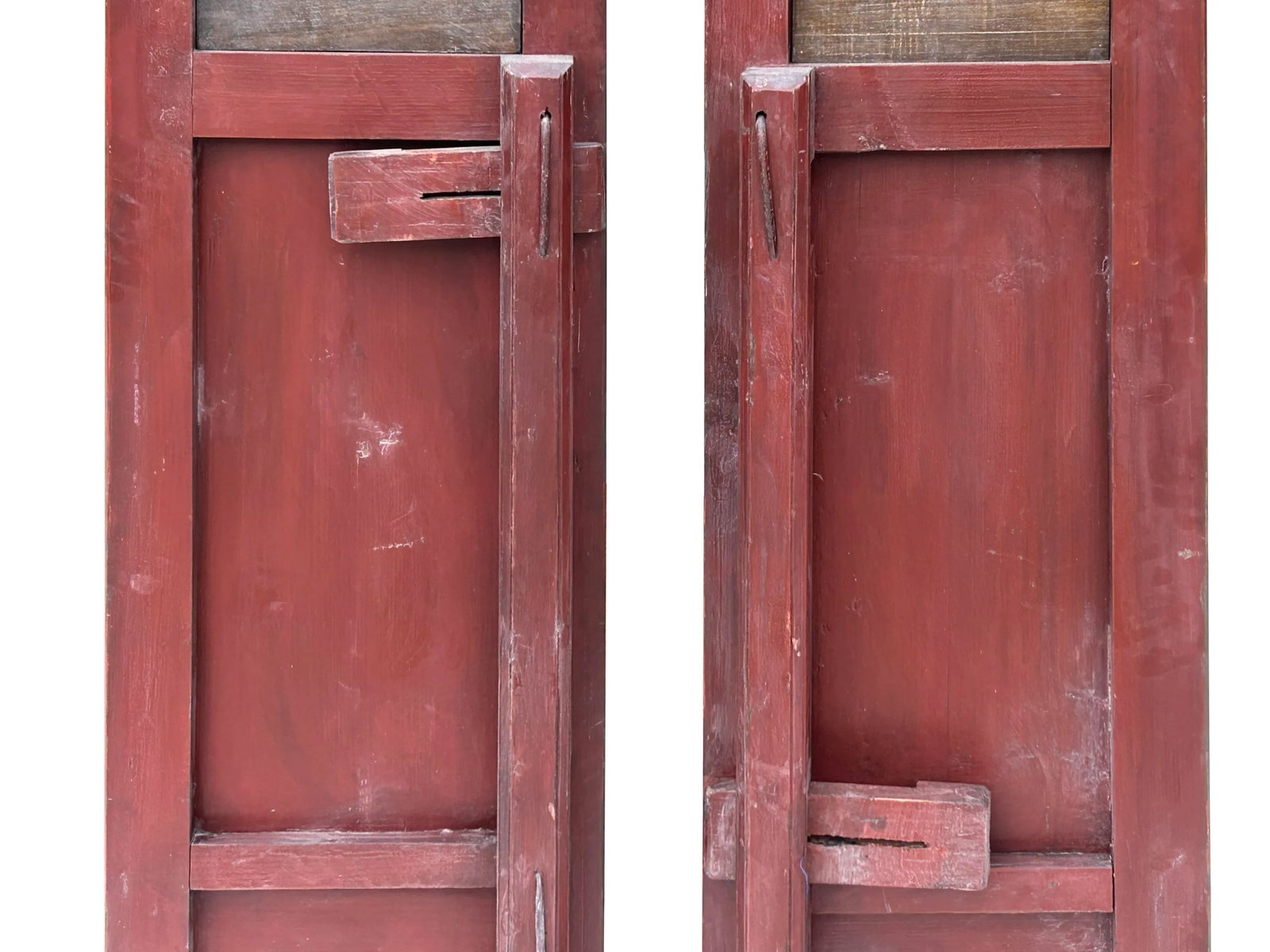 Pair Vintage Red Green Yellow Fujian Relief Carving Door Panels - 7
