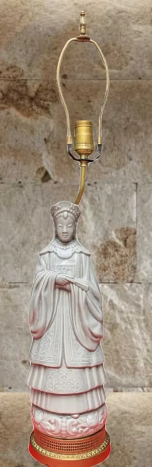 Antique Goddess Celadon Table Lamp: Guan Yin - 2
