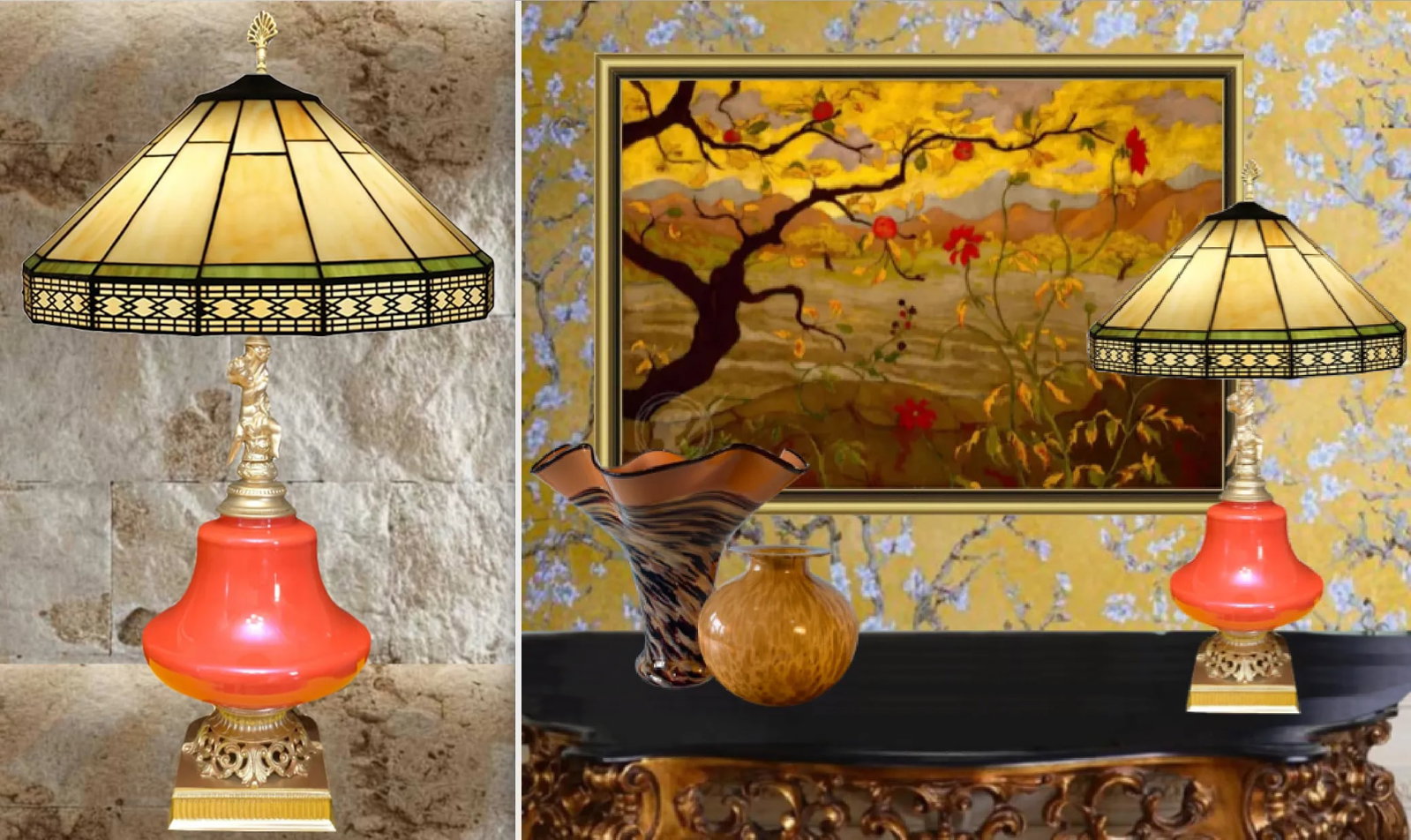 Mid-Century Cherub Orange Table Lamp - 11