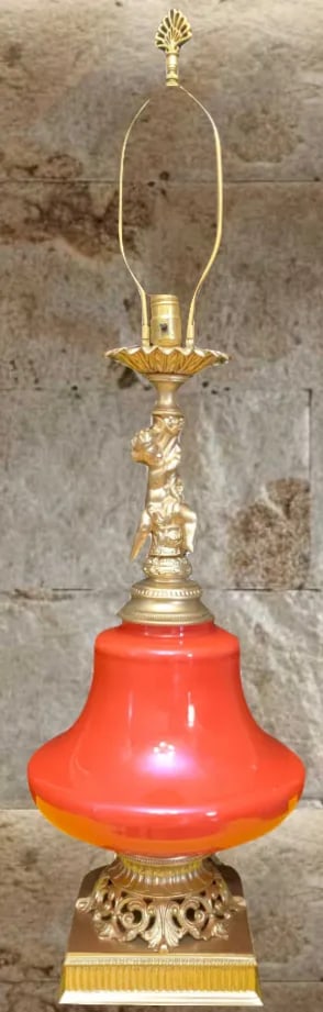 Mid-Century Cherub Orange Table Lamp - 2