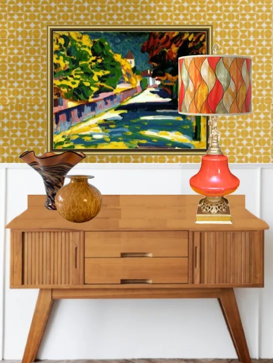 Mid-Century Cherub Orange Table Lamp - 4