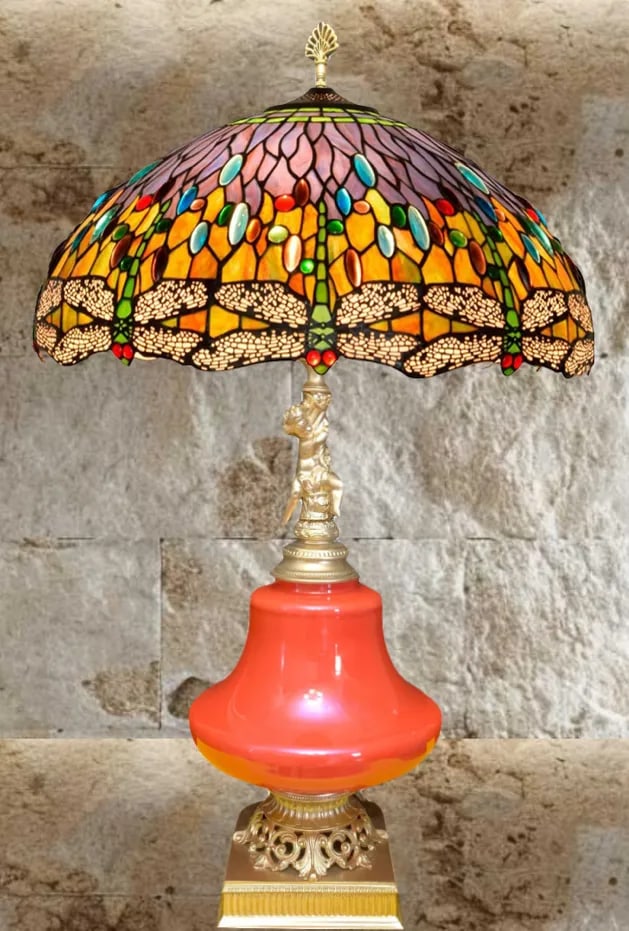 Mid-Century Cherub Orange Table Lamp - 5