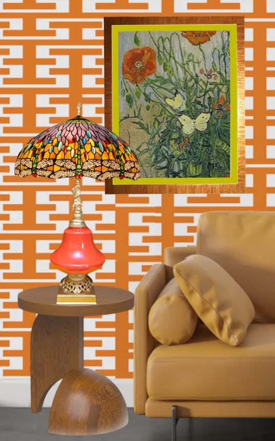 Mid-Century Cherub Orange Table Lamp - 6