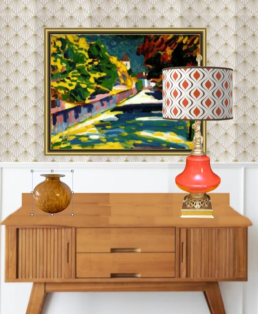 Mid-Century Cherub Orange Table Lamp - 7