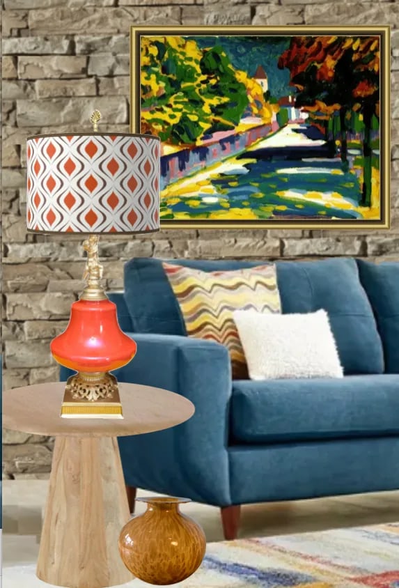 Mid-Century Cherub Orange Table Lamp - 9