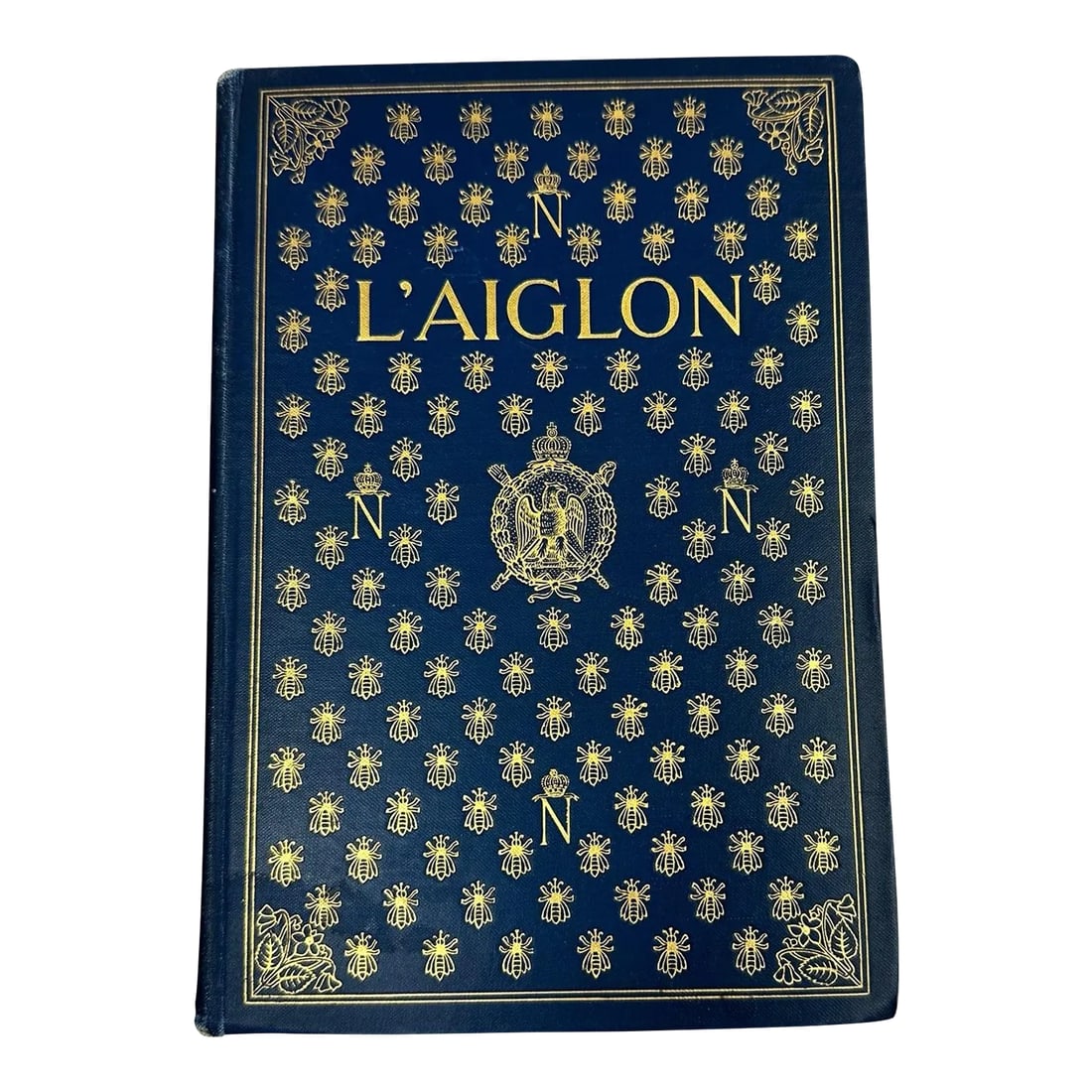 Antique 1900 Hardcover Book L'Aiglon: A Play in Six Acts by Edmond Rostand: Antique 1900 Hardcover Book L'Aiglon: A Play in Six Acts by Edmond Rostand Blue decorated cloth stamped in gold on the front, spine, and with publisher's initials in gold on the back. Top edge gilding