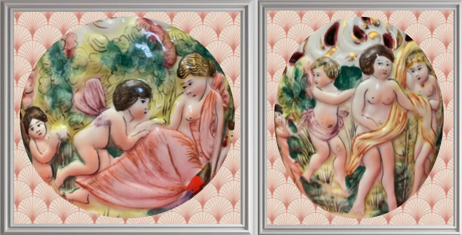 Vintage Capodimonte Porcelain Table Lamp: Cherubs and Maidens - 6