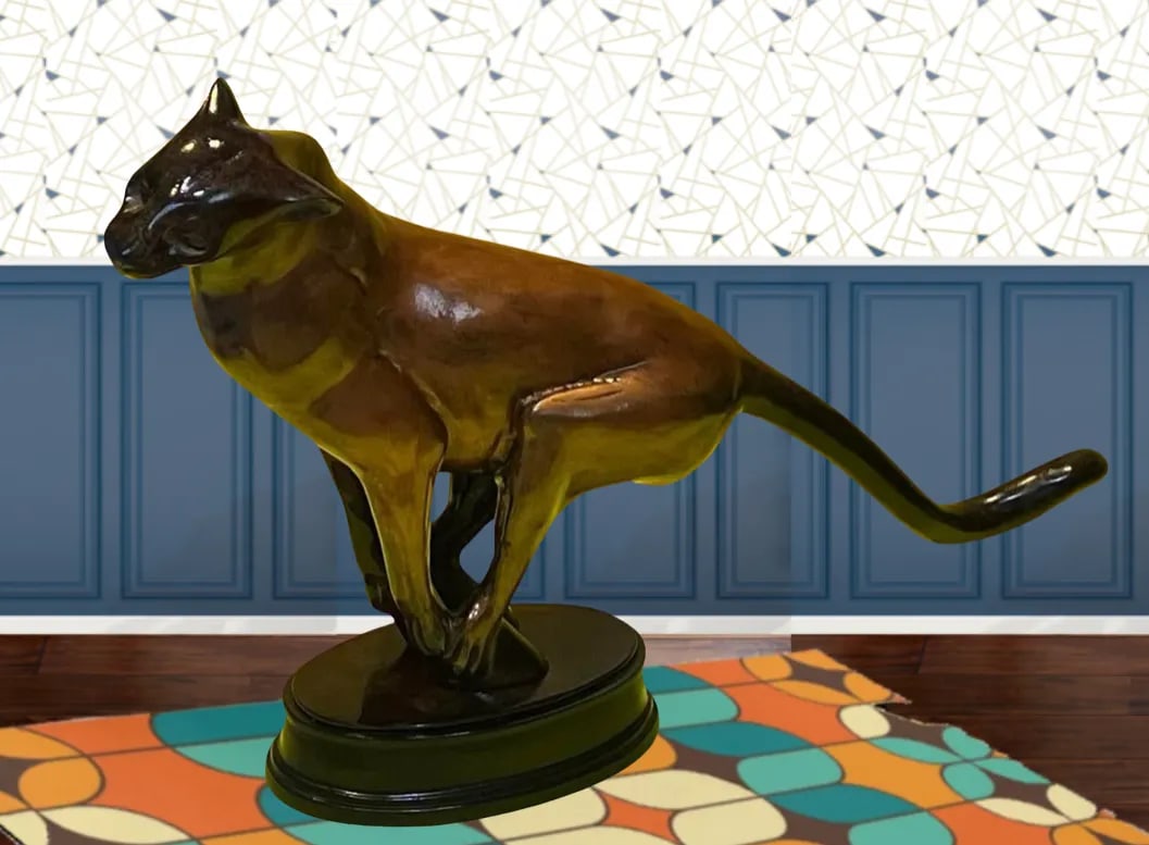 Vintage Bronze Charging Panther Sculpture - 11