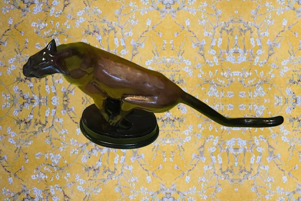 Vintage Bronze Charging Panther Sculpture - 3