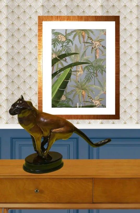 Vintage Bronze Charging Panther Sculpture - 4