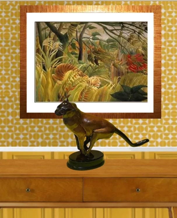 Vintage Bronze Charging Panther Sculpture - 6