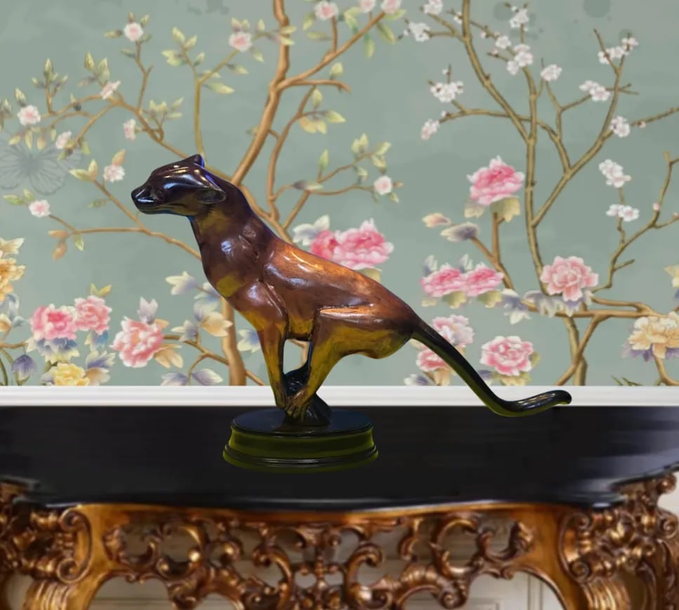 Vintage Bronze Charging Panther Sculpture - 7