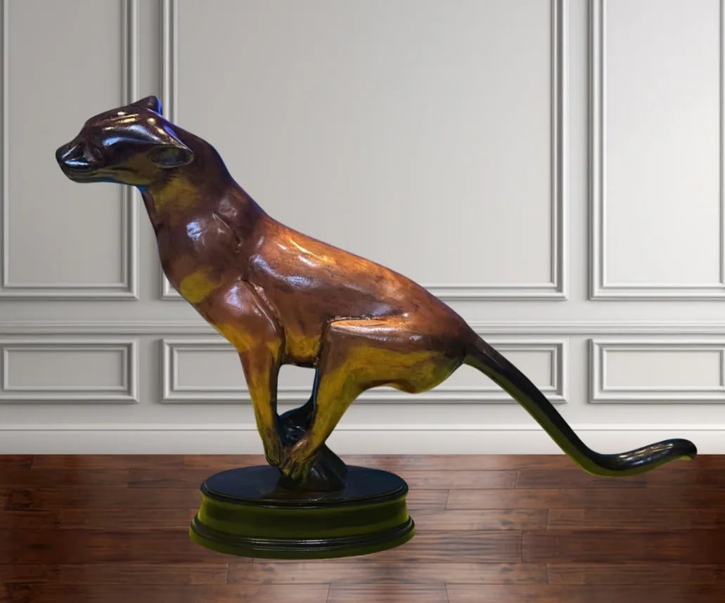 Vintage Bronze Charging Panther Sculpture - 9