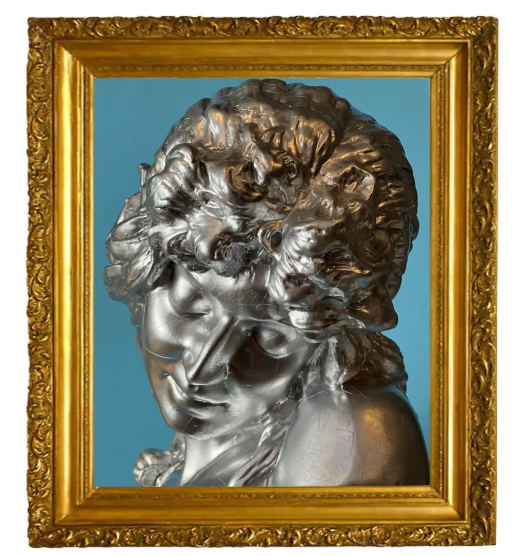Vintage Bust of a Lady With Poppy Flowers: Madchen Fleur De Pavot - 4