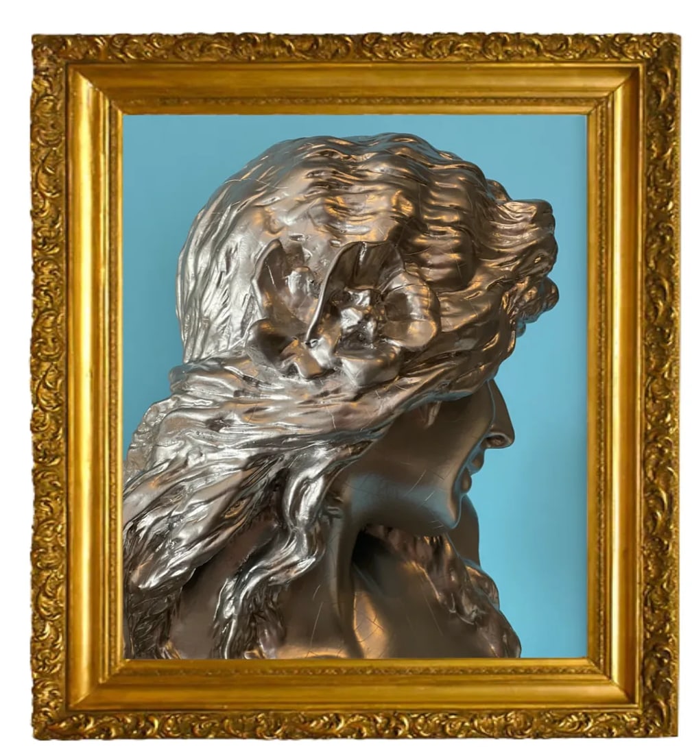 Vintage Bust of a Lady With Poppy Flowers: Madchen Fleur De Pavot - 5