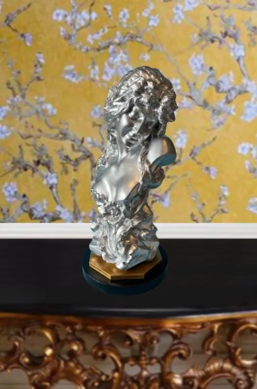 Vintage Bust of a Lady With Poppy Flowers: Madchen Fleur De Pavot - 6