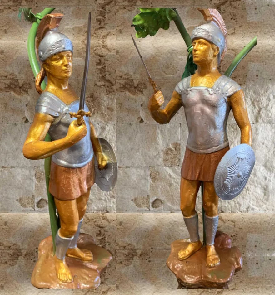 Antique Metal Sculpture Table Lamp: Roman Soldier - 3