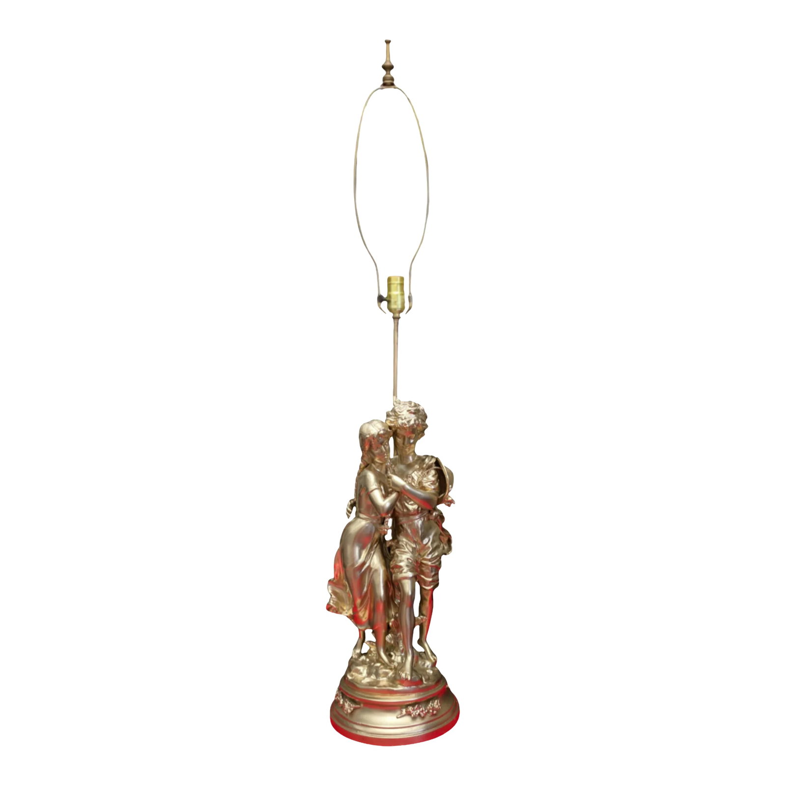 Vintage Hippolyte Moreau Sculptural Lamp: Village Young Couple: This exquisite lamp is a stunning fusion of artistry and functionality, crafted by the renowned Hippolyte FranÃ§ois Moreau (1832-1927), a distinguished member of the illustrious Moreau