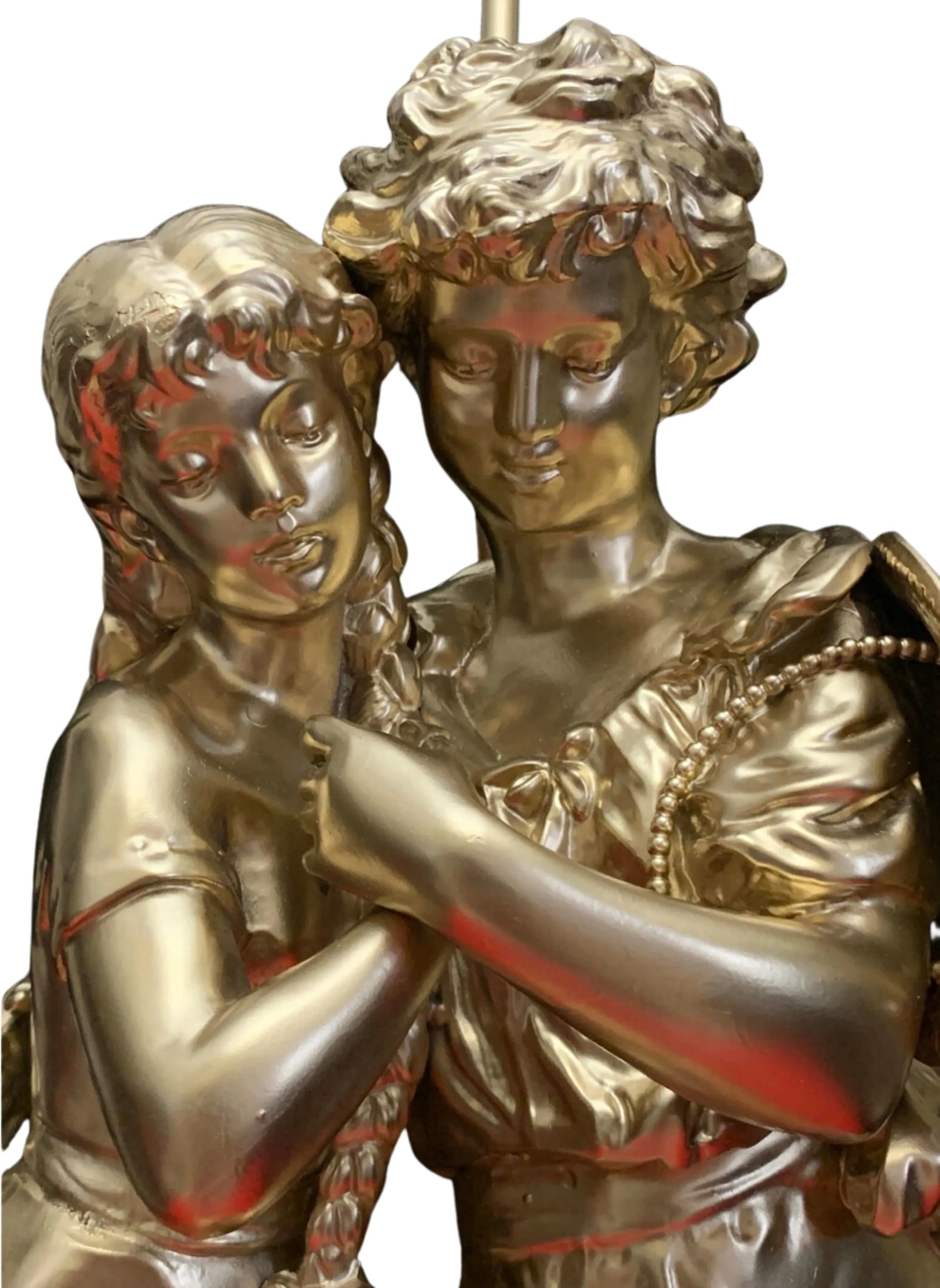 Vintage Hippolyte Moreau Sculptural Lamp: Village Young Couple - 2