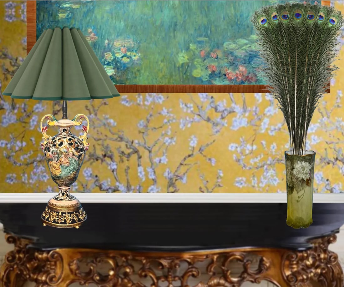 Capodimonte Porcelain Table Lamp: Garden Celebration With Mead - 7