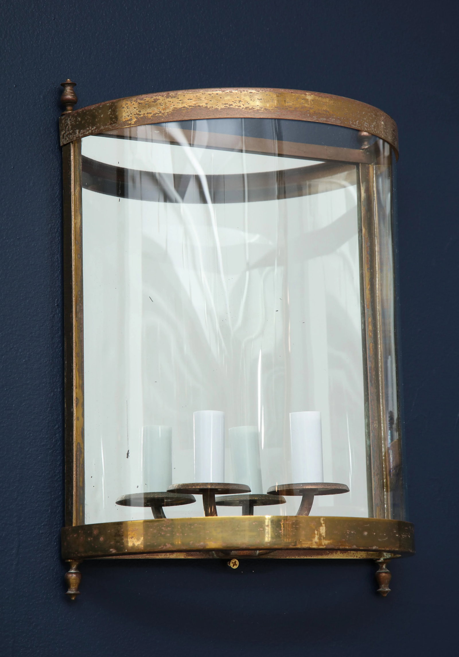 Brass Mirror and Glass Neoclassical Sconces, France, 1960s - a Pair - 4