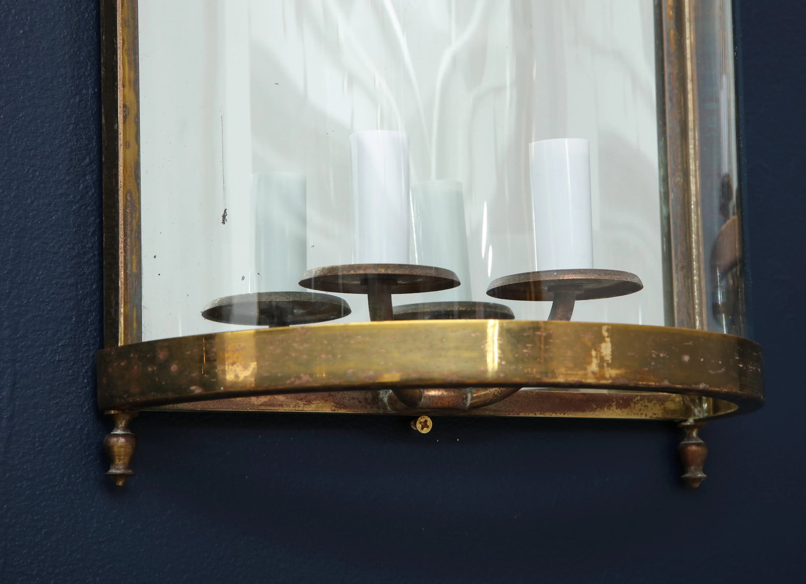 Brass Mirror and Glass Neoclassical Sconces, France, 1960s - a Pair - 5