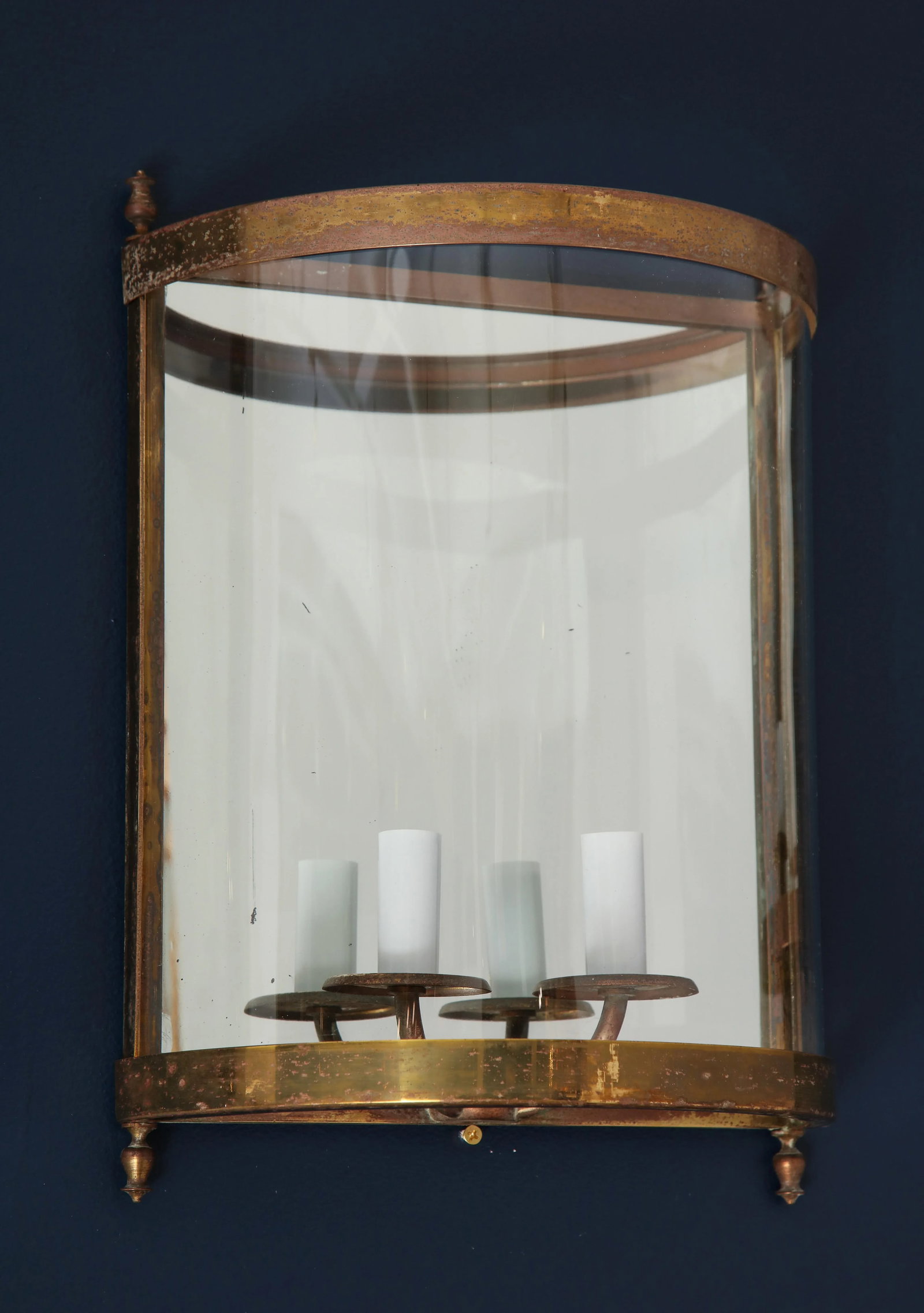 Brass Mirror and Glass Neoclassical Sconces, France, 1960s - a Pair - 6