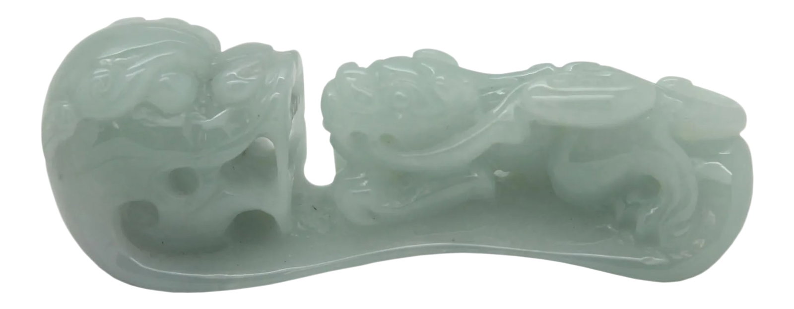 Chinese Jade Tabletop Figure With Zodiac Dragon and Pixie on Luyi Platform (1 of 7)
