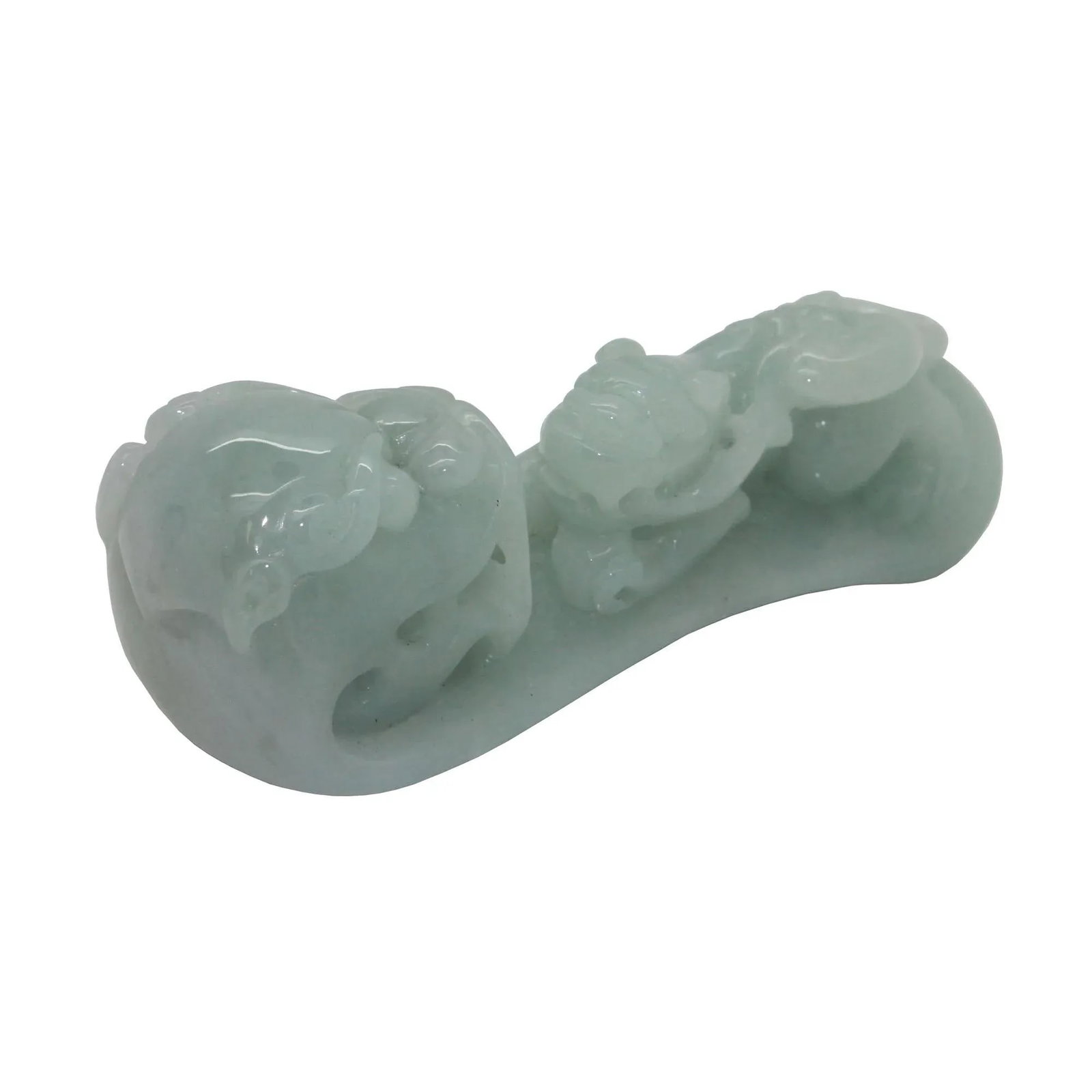 Chinese Jade Tabletop Figure With Zodiac Dragon and Pixie on Luyi Platform - 2