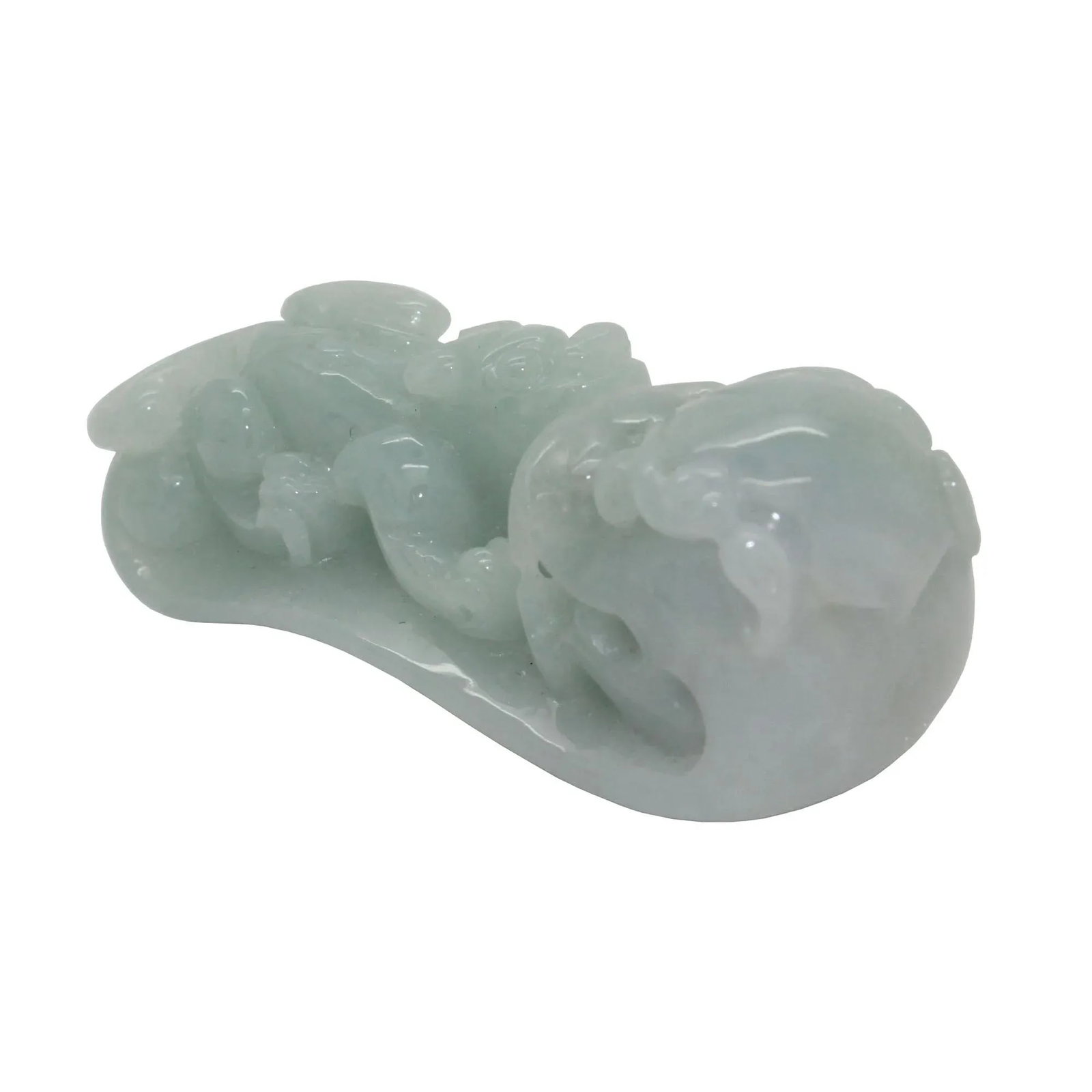 Chinese Jade Tabletop Figure With Zodiac Dragon and Pixie on Luyi Platform - 3