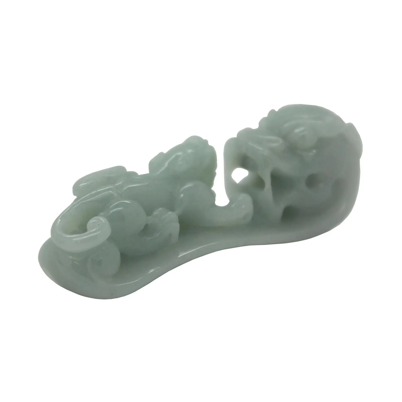 Chinese Jade Tabletop Figure With Zodiac Dragon and Pixie on Luyi Platform - 4