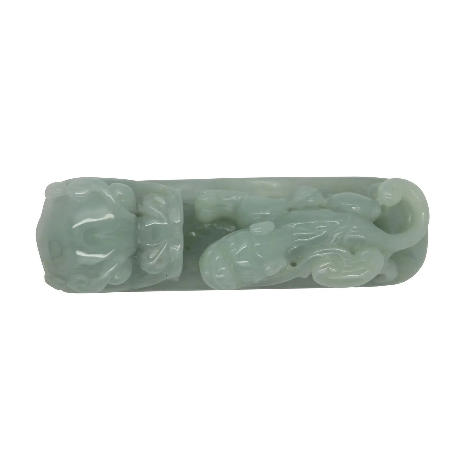 Chinese Jade Tabletop Figure With Zodiac Dragon and Pixie on Luyi Platform - 6