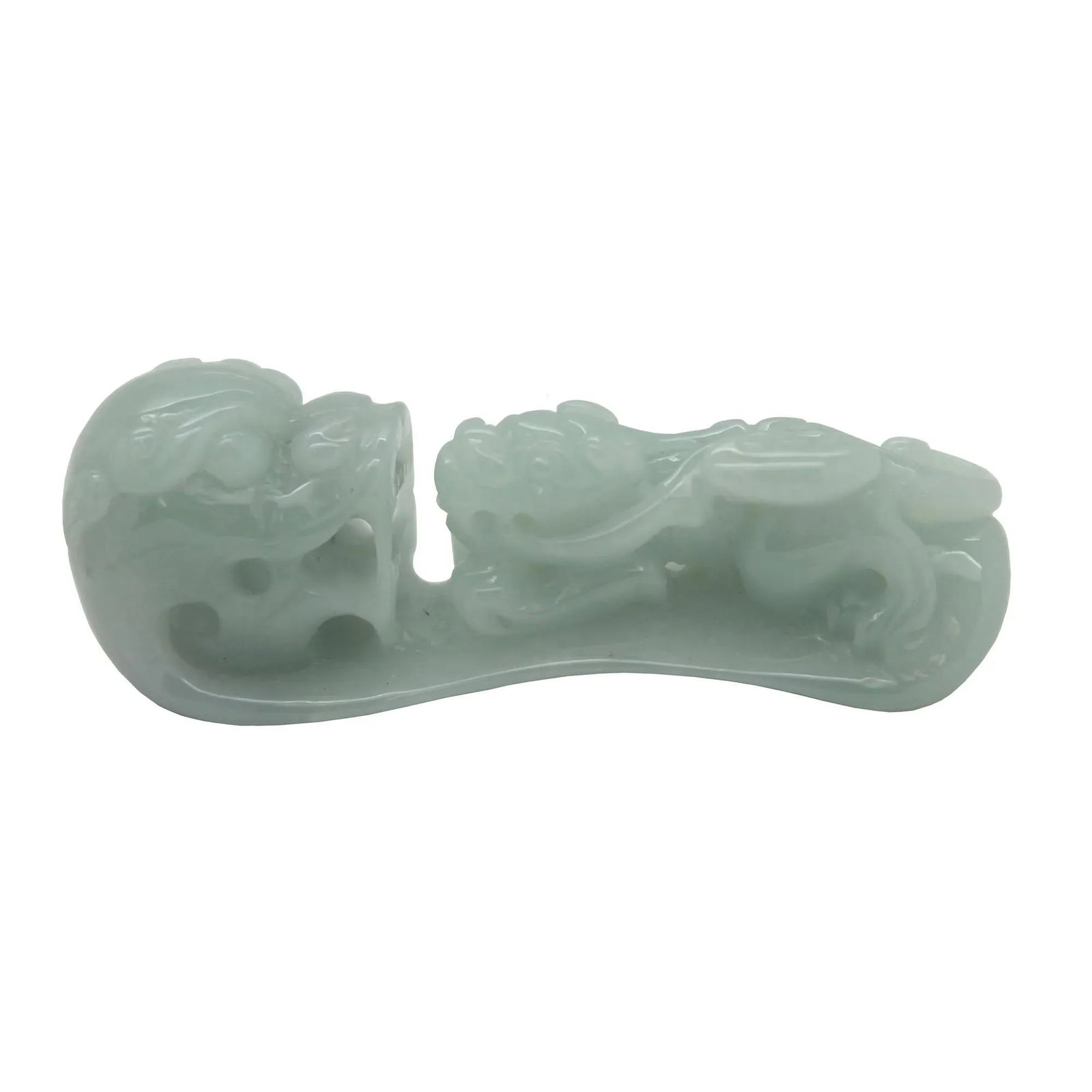 Chinese Jade Tabletop Figure With Zodiac Dragon and Pixie on Luyi Platform - 7