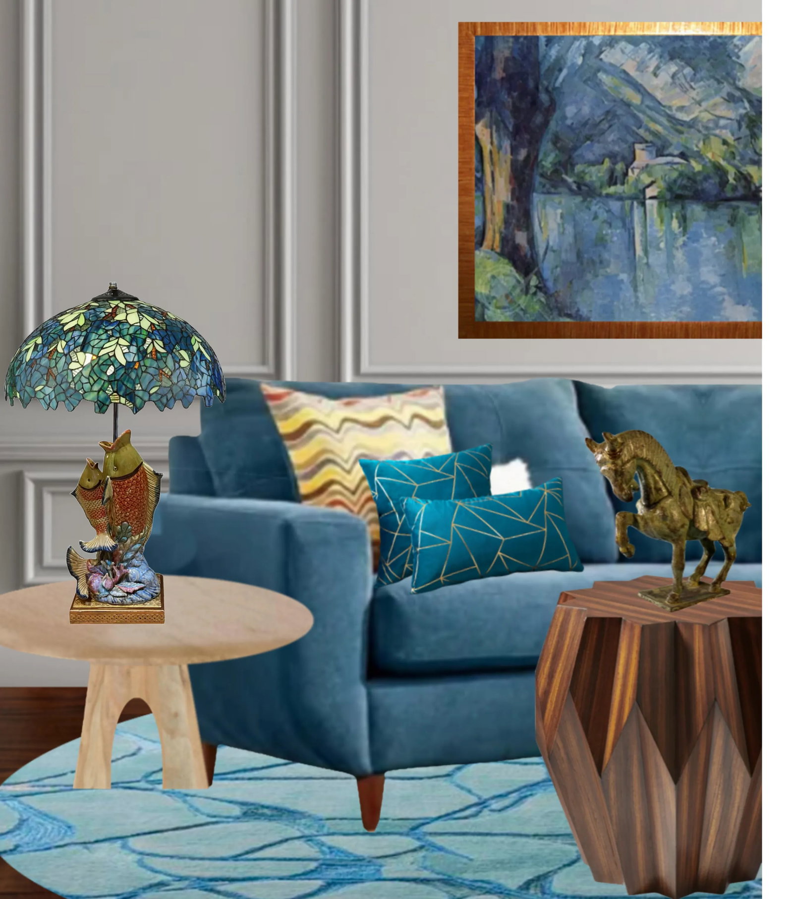 Majolica Leaping Fish Coral Table Lamp - 4