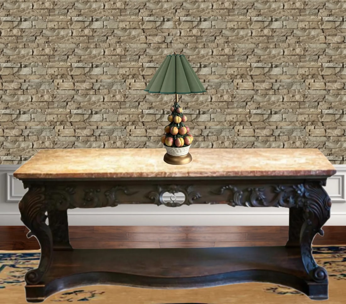 Capodimonte Porcelain Peach Topiary Table Lamp - 10