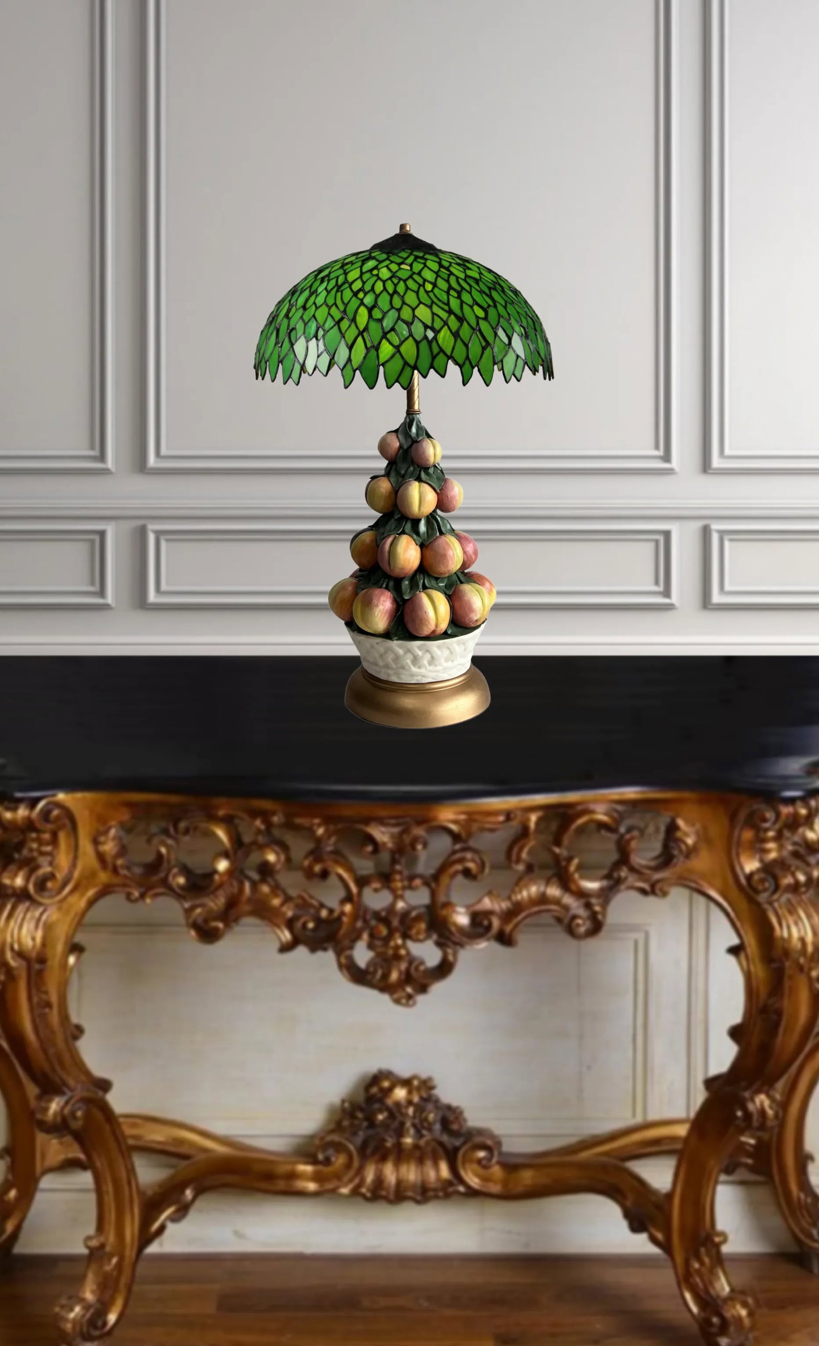 Capodimonte Porcelain Peach Topiary Table Lamp - 5