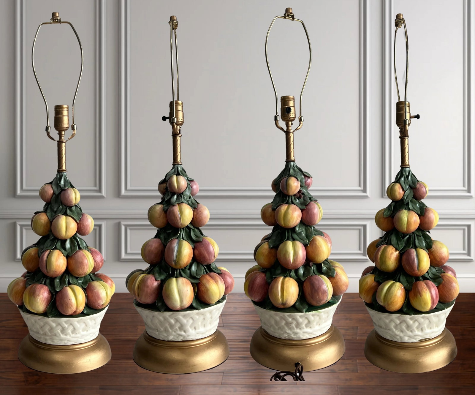 Capodimonte Porcelain Peach Topiary Table Lamp - 7