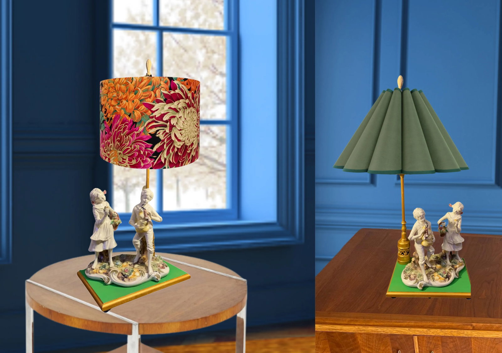 Capodimonte Porcelain Boy Playing the Bag Pipes With His Sister Table Lamp - 3