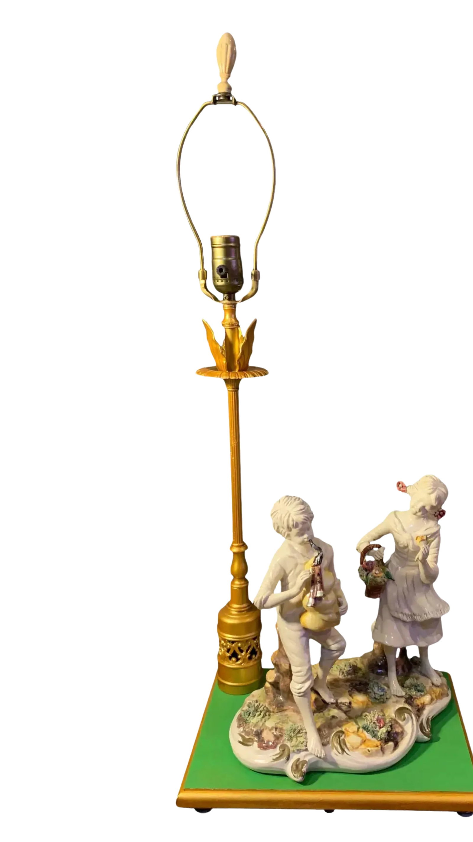 Capodimonte Porcelain Boy Playing the Bag Pipes With His Sister Table Lamp - 7