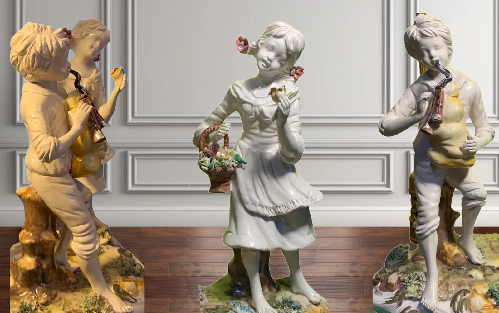 Capodimonte Porcelain Boy Playing the Bag Pipes With His Sister Table Lamp - 9