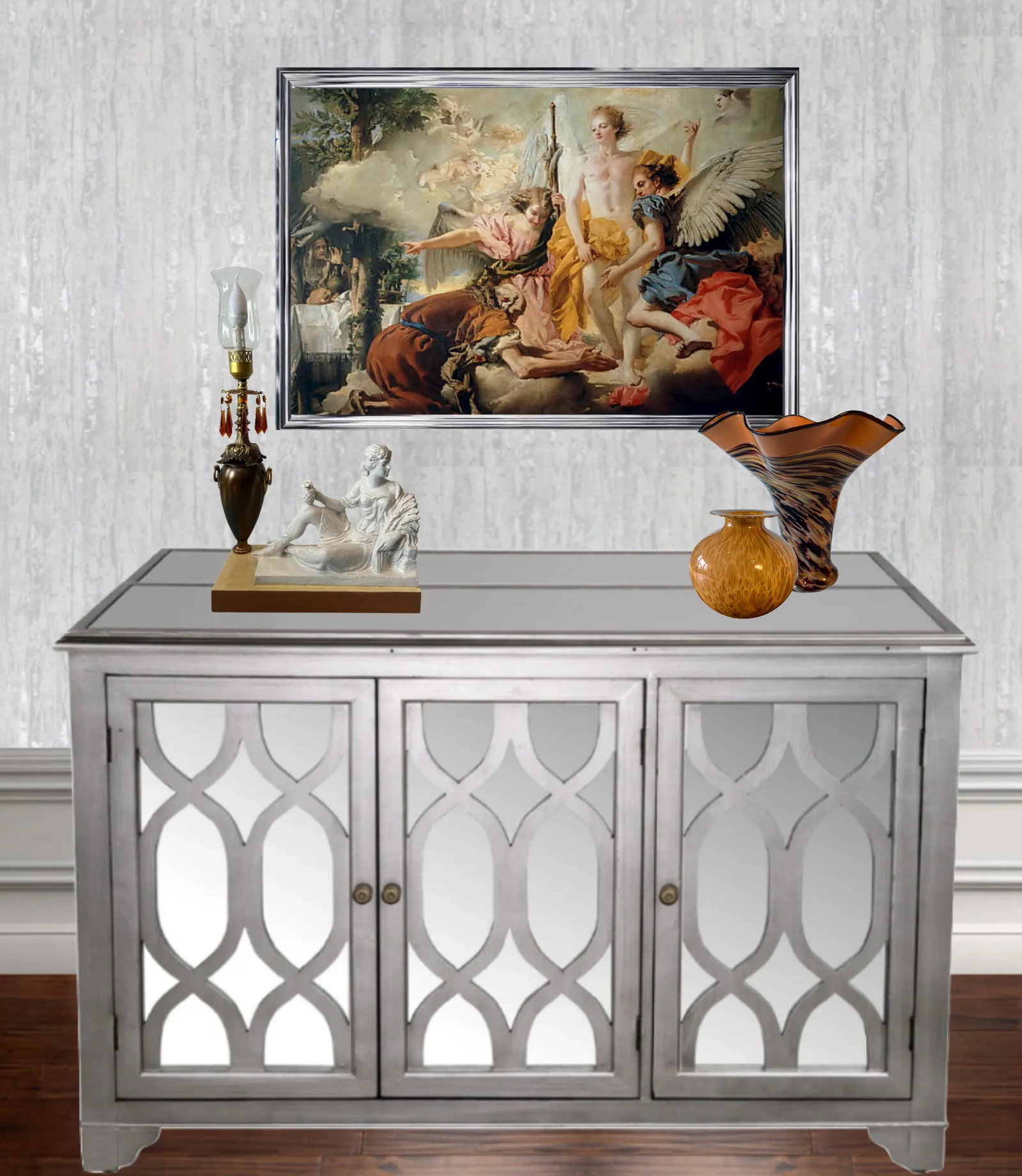 Mid-Century White Glazed Pottery Goddess Demeter Sculptural Candelabra Torchiere Table Lamp - 10