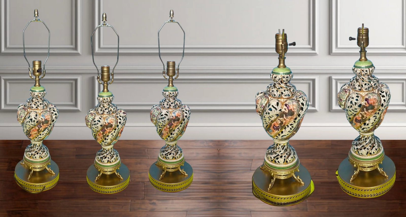 Mid-Century Capodimonte Pierced Porcelain Cherub Table Lamp - 4