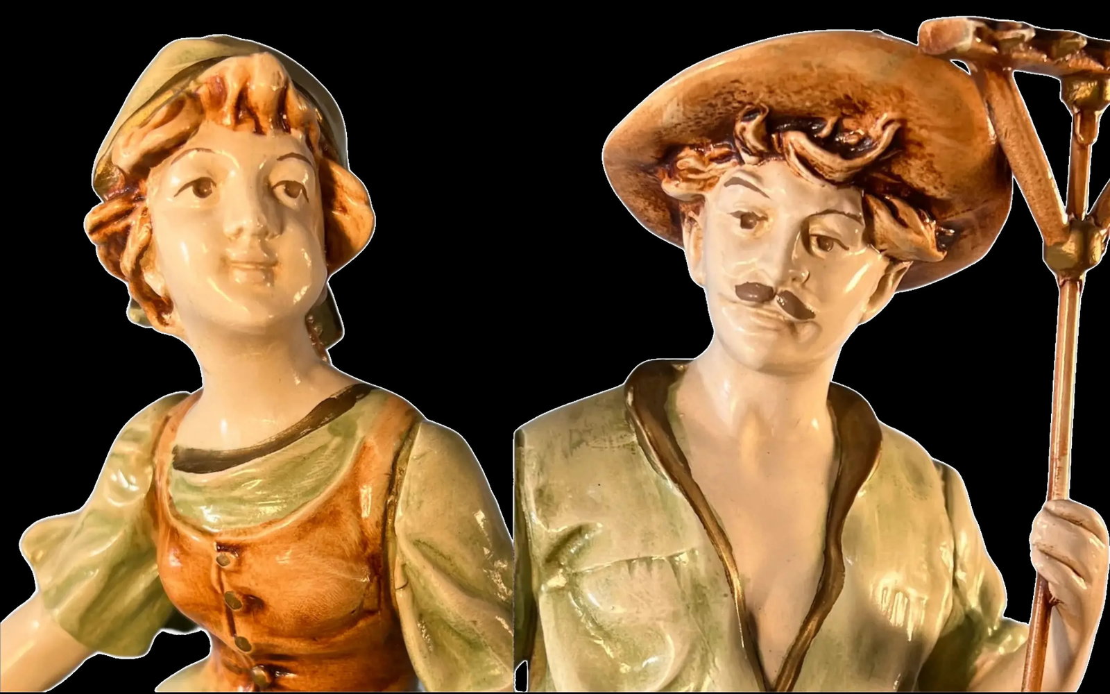 Moreau Spelter Sculpture Grape Harvesters Couple-A Pair - 3