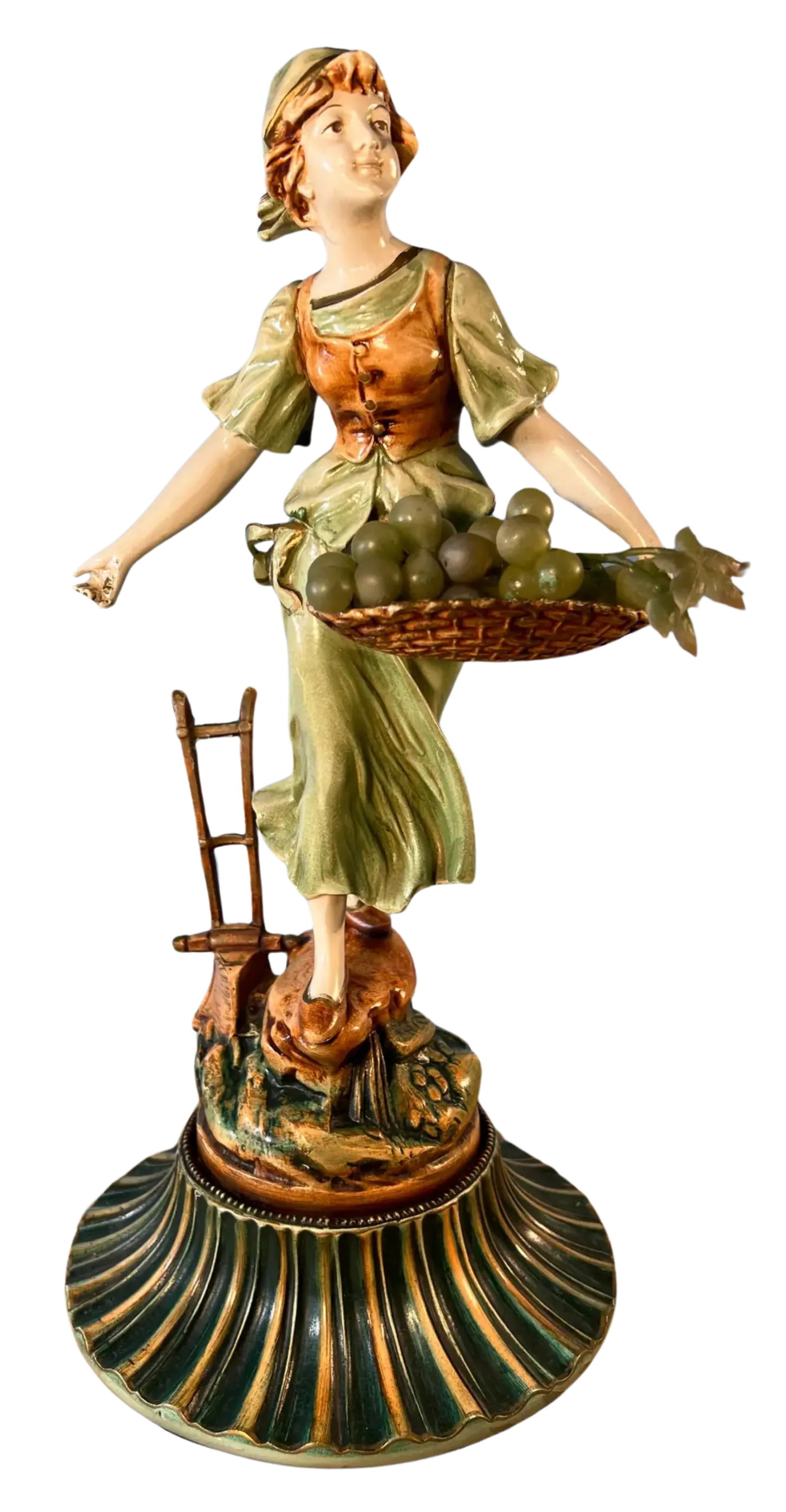 Moreau Spelter Sculpture Grape Harvesters Couple-A Pair - 8