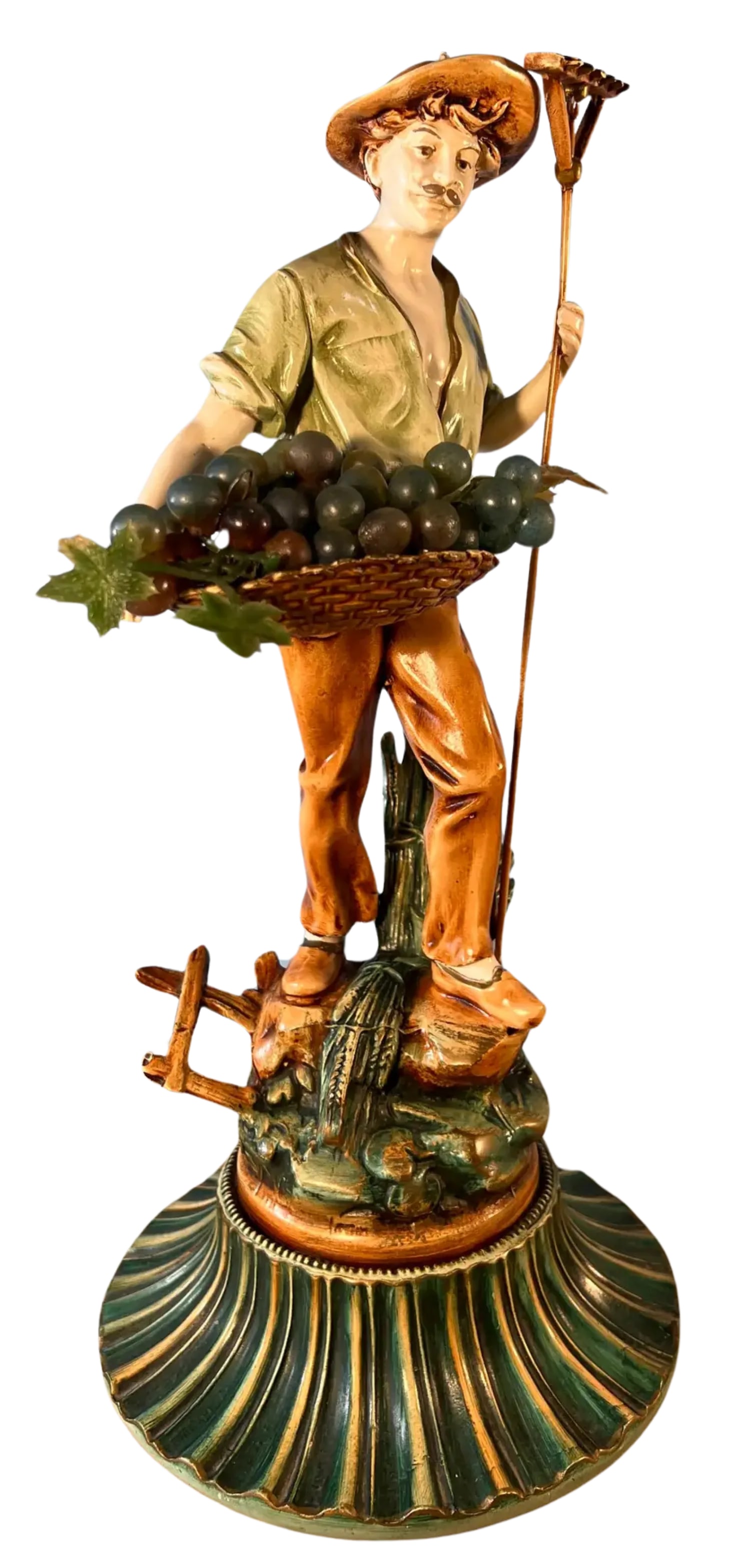 Moreau Spelter Sculpture Grape Harvesters Couple-A Pair - 9