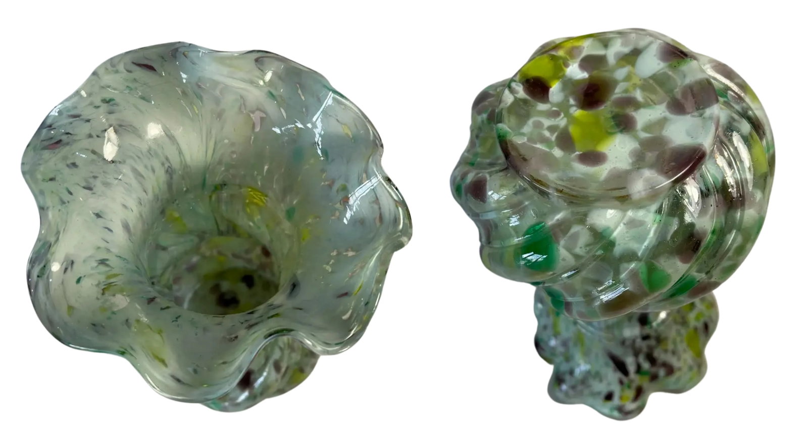 Antique Legras Art Glass Spatter Vase - a Pair - 11