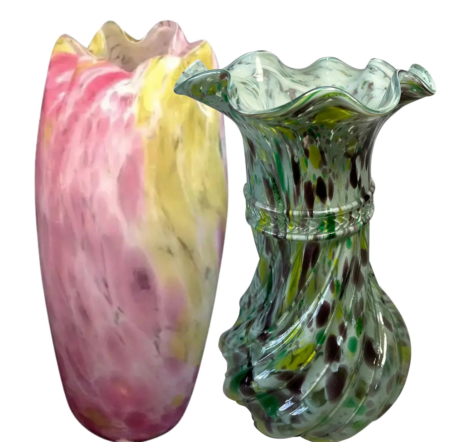 Antique Legras Art Glass Spatter Vase - a Pair - 5